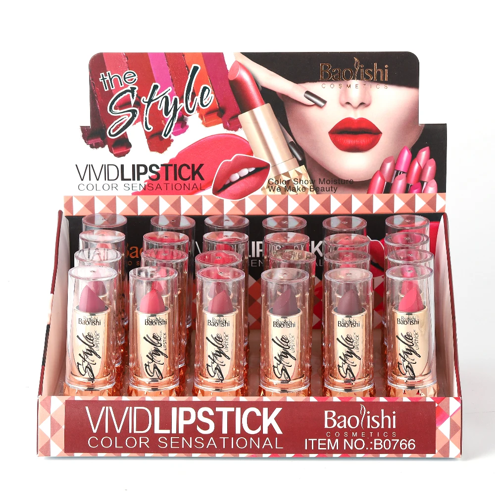 BAOLISHI Lipstick Matte Long Lasting No-stick Lipstick Waterproof Makeup Lip Stick Smudge-free Classic Highly Pigmented Lip Tint