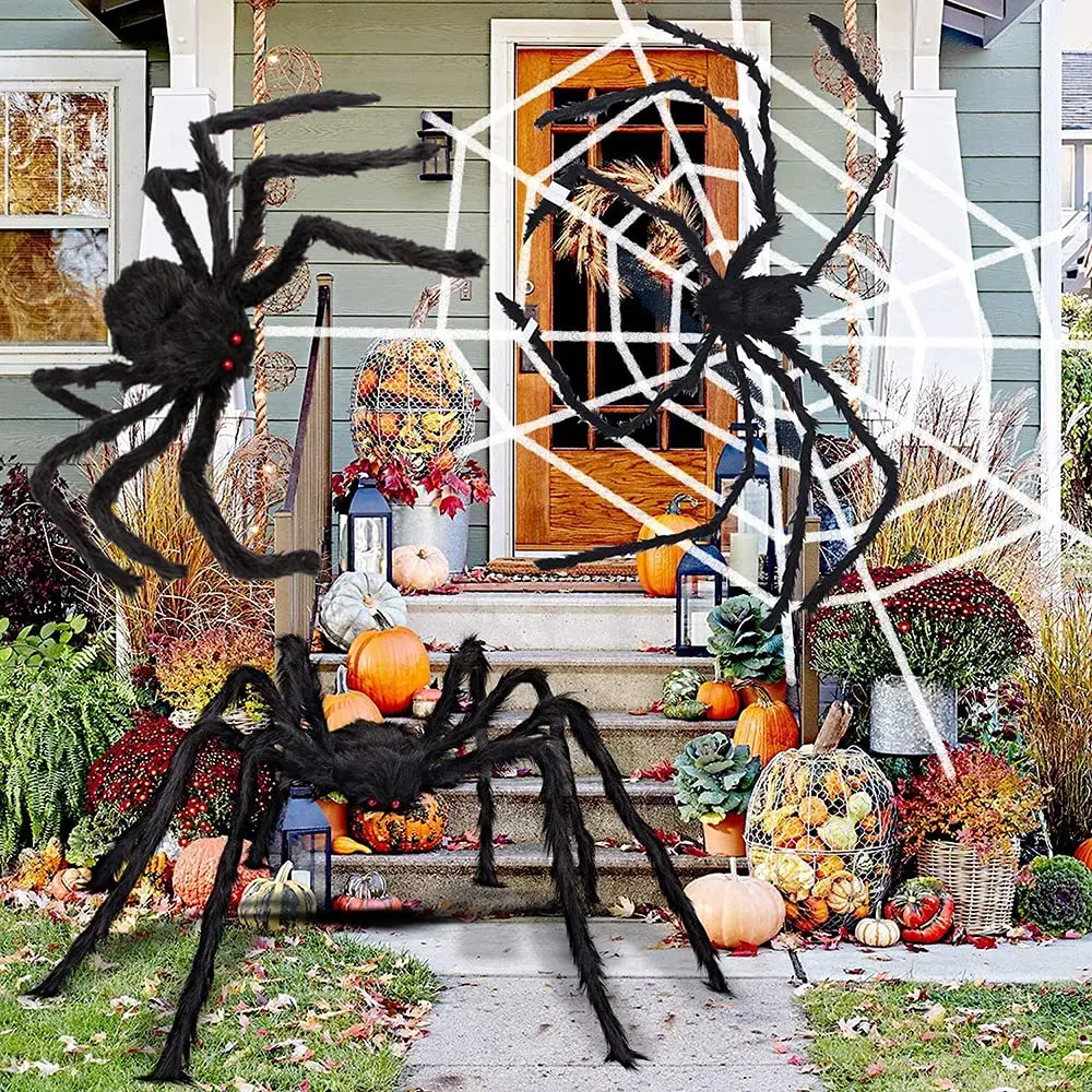 Halloween Spider Decorations Halloween Spiders Stretch Cobwebs Spider Indoor Outdoor Halloween Decorations Yard Home Parties