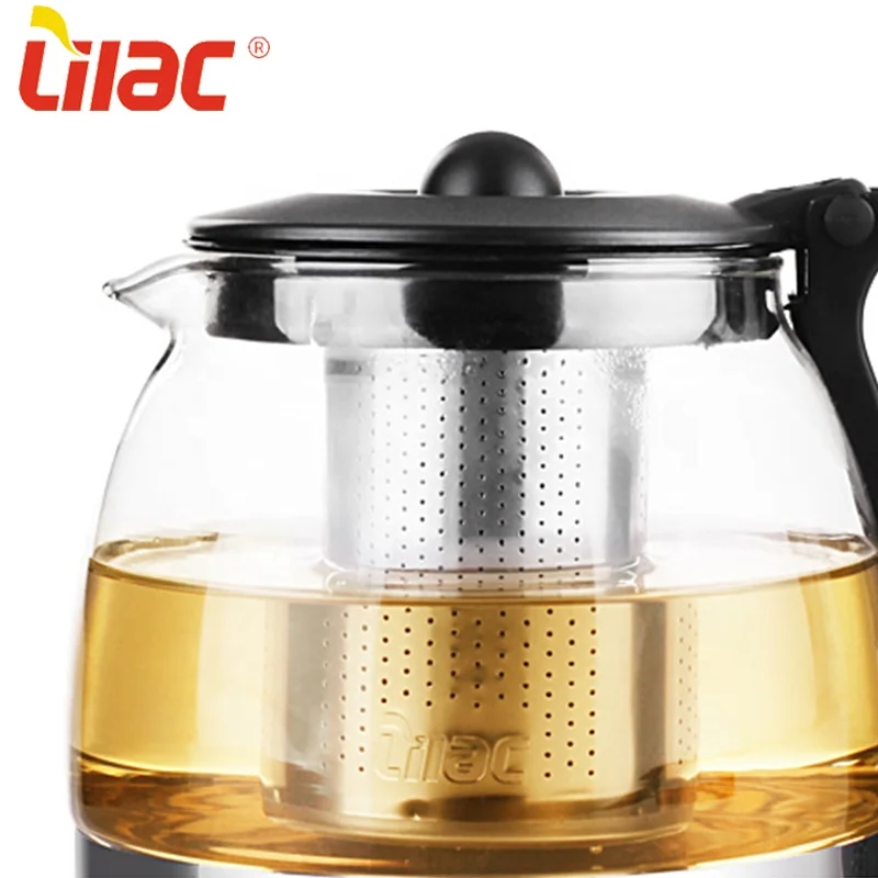 Lilac FREE Sample 700ml 1250ml chinese custom flower transparent glass tea pot with stainless infuser