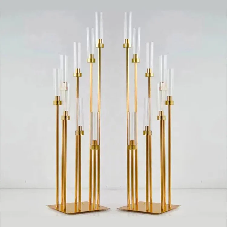 Hotel Decoration Centerpieces Large 5 Head Metal Gold Candelabra Candle Holder For Wedding Centerpiece Home Decor