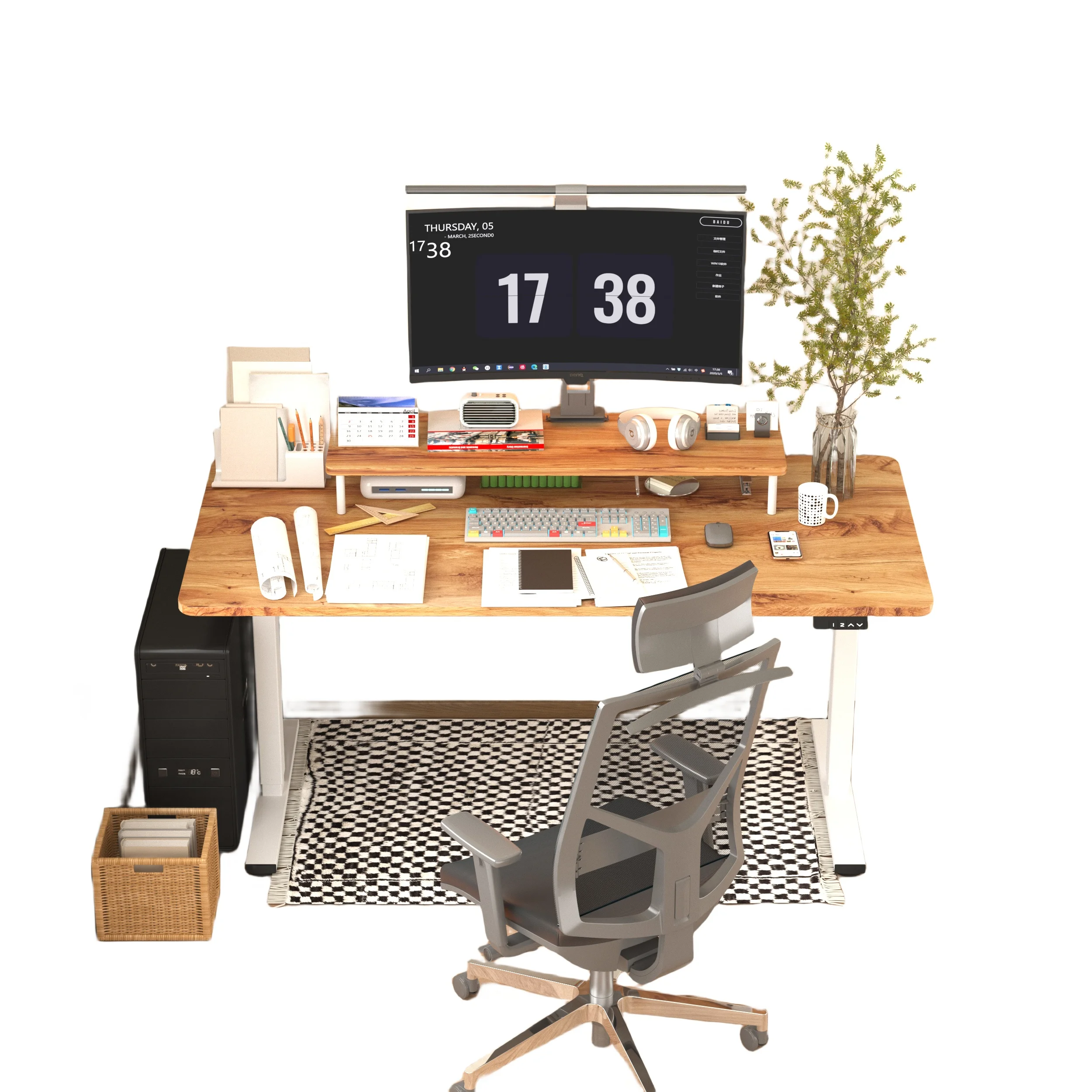 New Popular Ergonomic Single Motor Electric Sit-stand Table Desk Height Adjustment Metal 2 Stages Leg for home