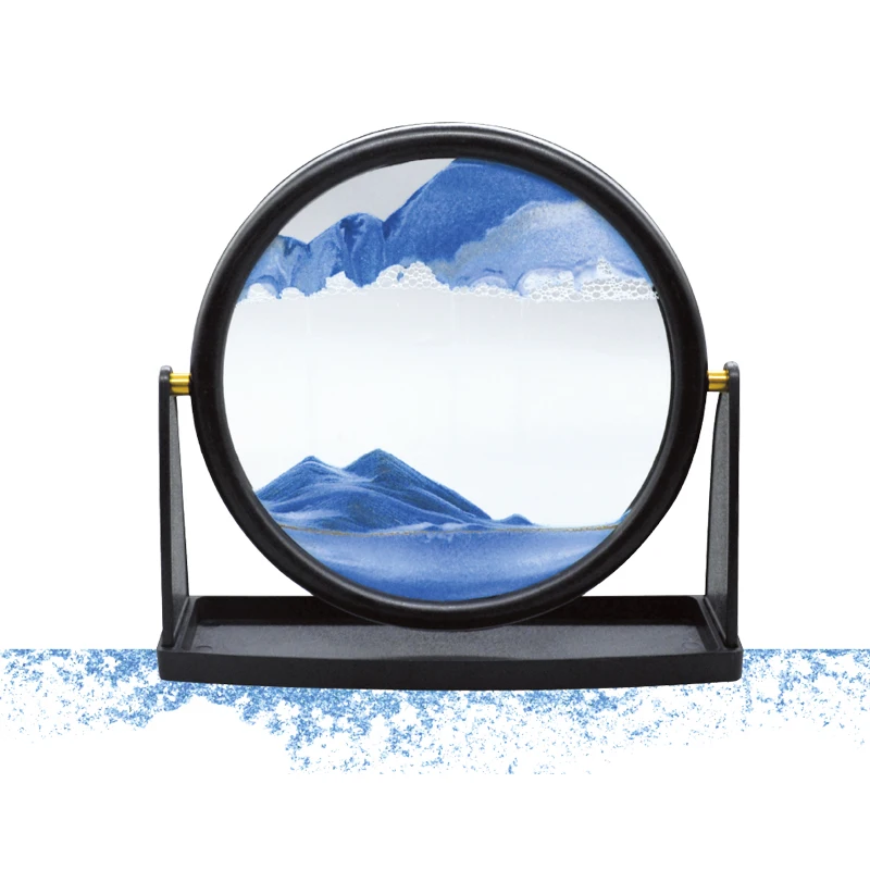 2022 hot sale 360 degree rotation sand art Glass Craft 3D Dynamic Fluid Moving Sand picture art glass sand picture for home