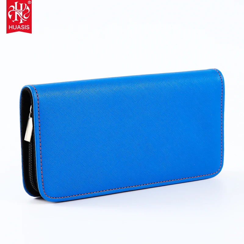 PB-06B  Scissors Case Hairdresser Groomer PU Leather Carrying Bag with 2 Sheath Blue Color Shear Pouch