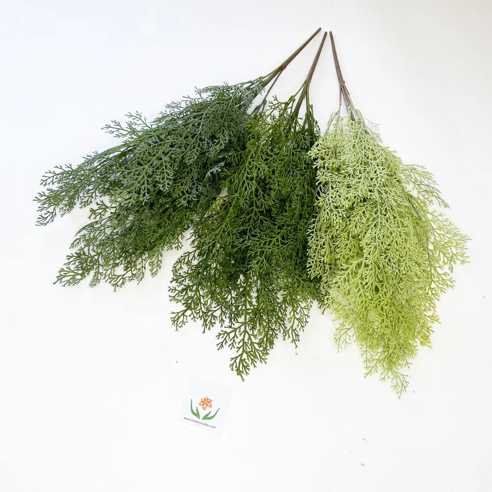 Export artificial foliage greenery plastic pine branch artificial plants for wedding bouquet DIY