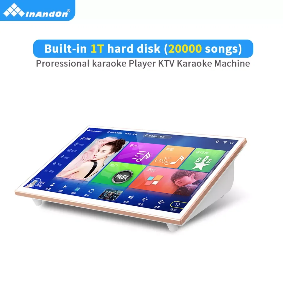 Portable Karaoke 19' InAndOn 1TB Karaoke Machine Jukebox Home KTV Players Karaoke Set System Professional Singing Machine