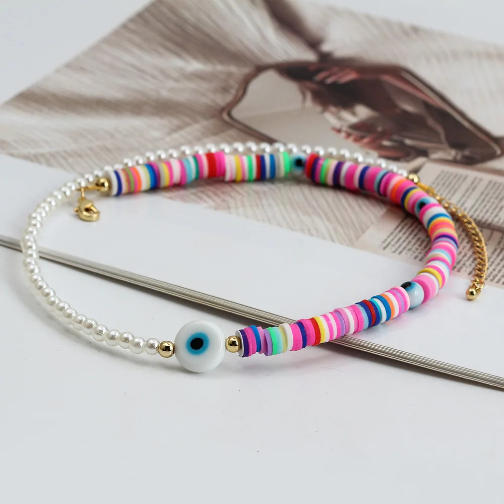 European and American standard mandarin duck style personality blue eyes necklace female creative devil eyes clavicle chain