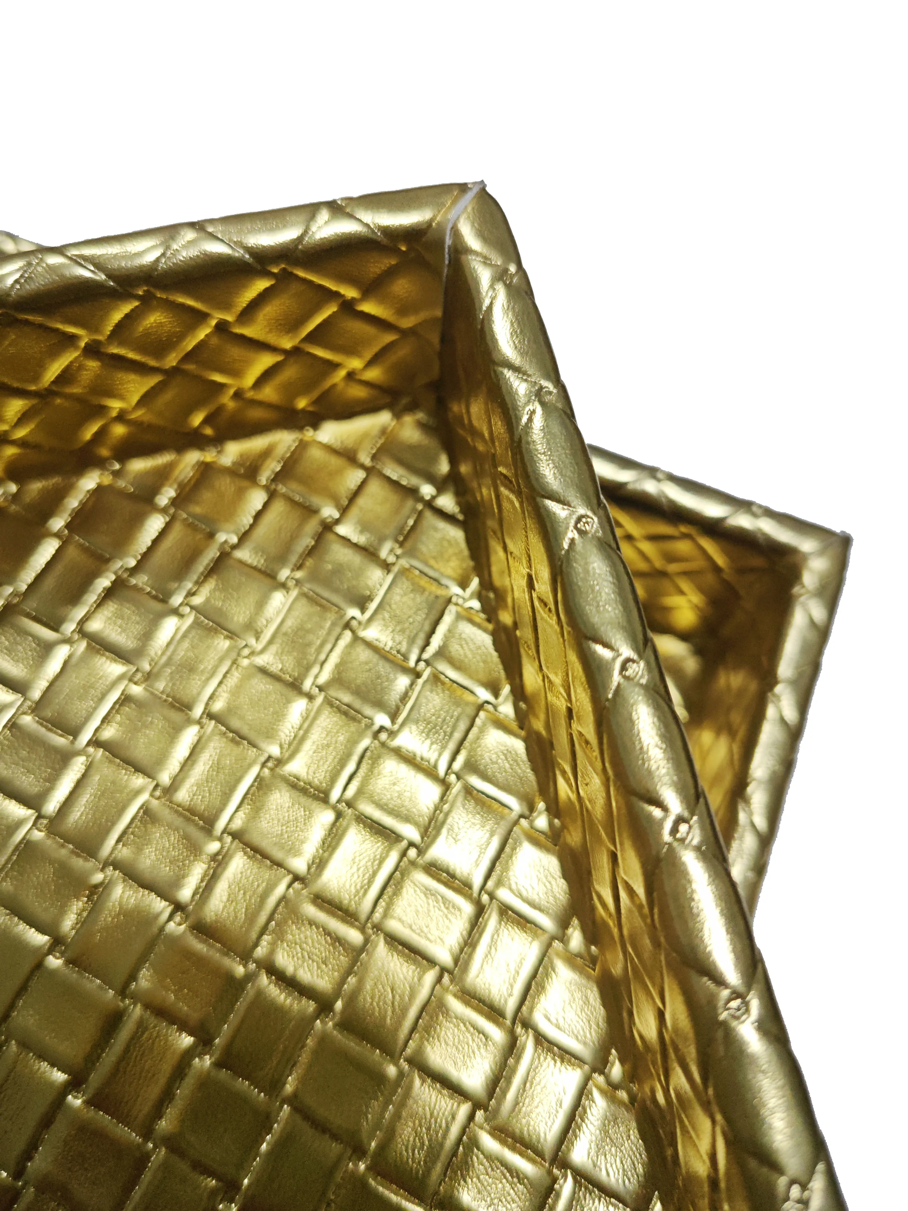 Hot Selling Yellow Gold Leather Texture Braided Plastic Tray for Wedding/party Event Decoration
