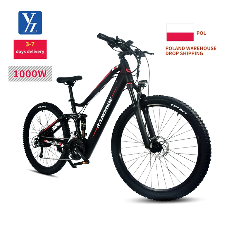 Eu warehouse electric bike mountain stock 1000w e bike fully 750w 500w 27.5 inch 48v 15ah full suspension ebike
