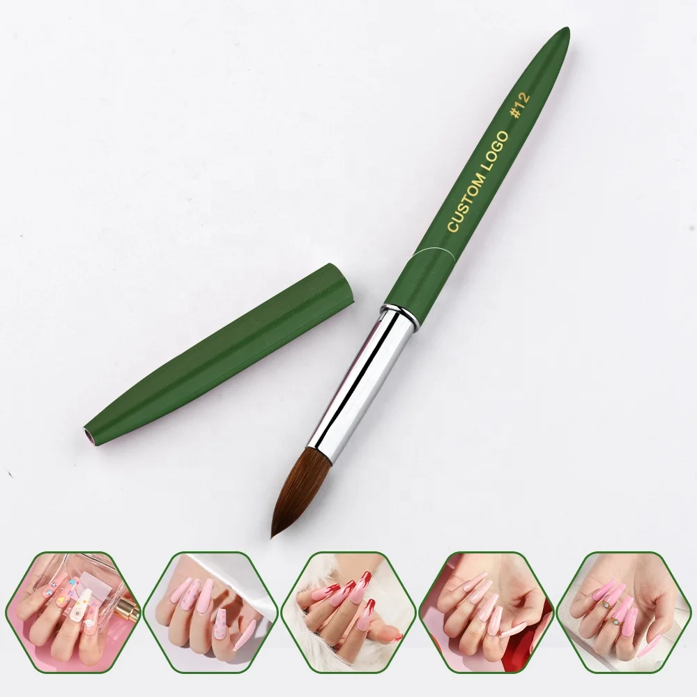 2022  Nail Brush Professional Manufacturer Christmas Tree Green  Handle Acrylic Nail Brush 3d Brush Acrylic Nail Kolinsky 100%