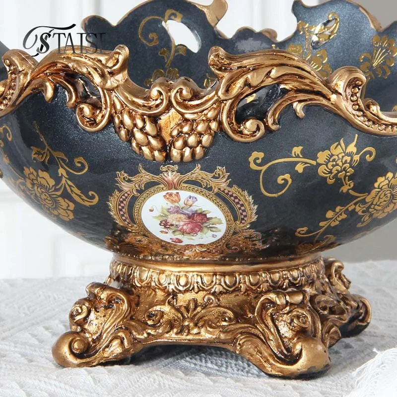 RS058 Antique resin 15 inch Snack Storage Tray Arab footed serving plate fruit basket for kitchen