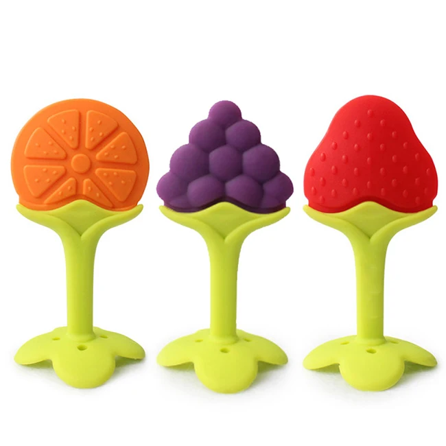 
Bpa Free food grade Toy Baby Strawberry grape orange fruit silicone teether set 
