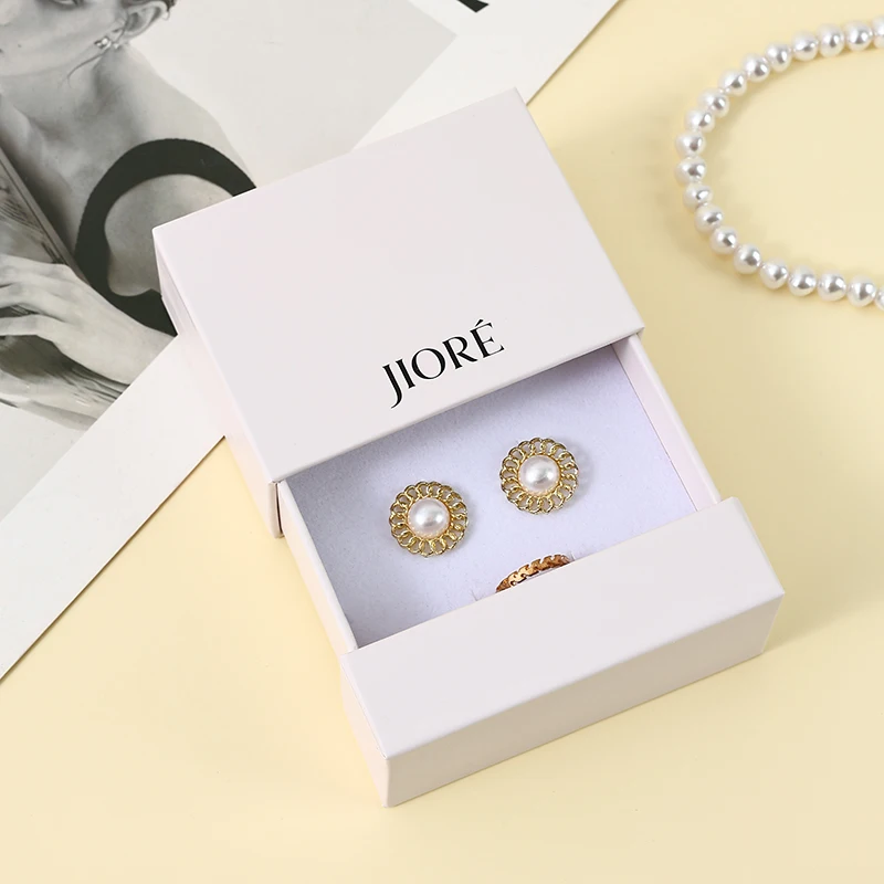 Drawer Jewelry Box Microfiber Gift Bags Pouches Set Custom Logo Rings Earrings Packaging Storage Cardboard Case Boxes