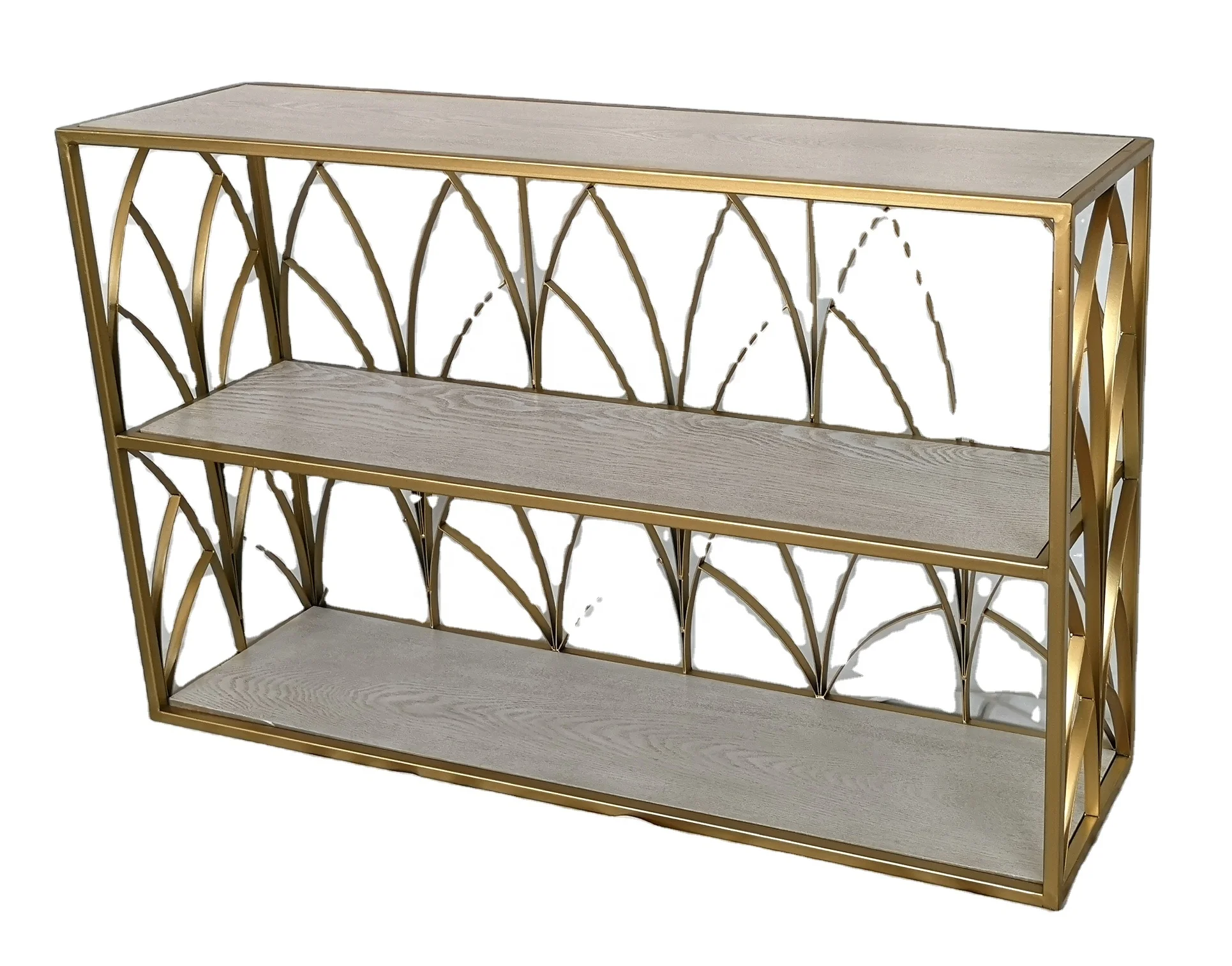 
Amazon Hot Sale Factory Price Metal Base White washed Wooden Storage Shelf for home furniture 