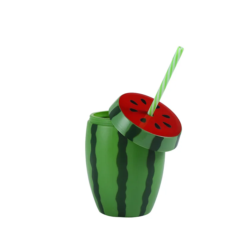 wholesale 600ml watermelon shape juice cup with straw for party bar