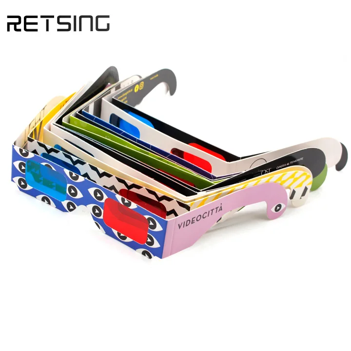 Hot selling Red and Blue lens 3D cardboard glasses Anaglyph film Video 3D glasses