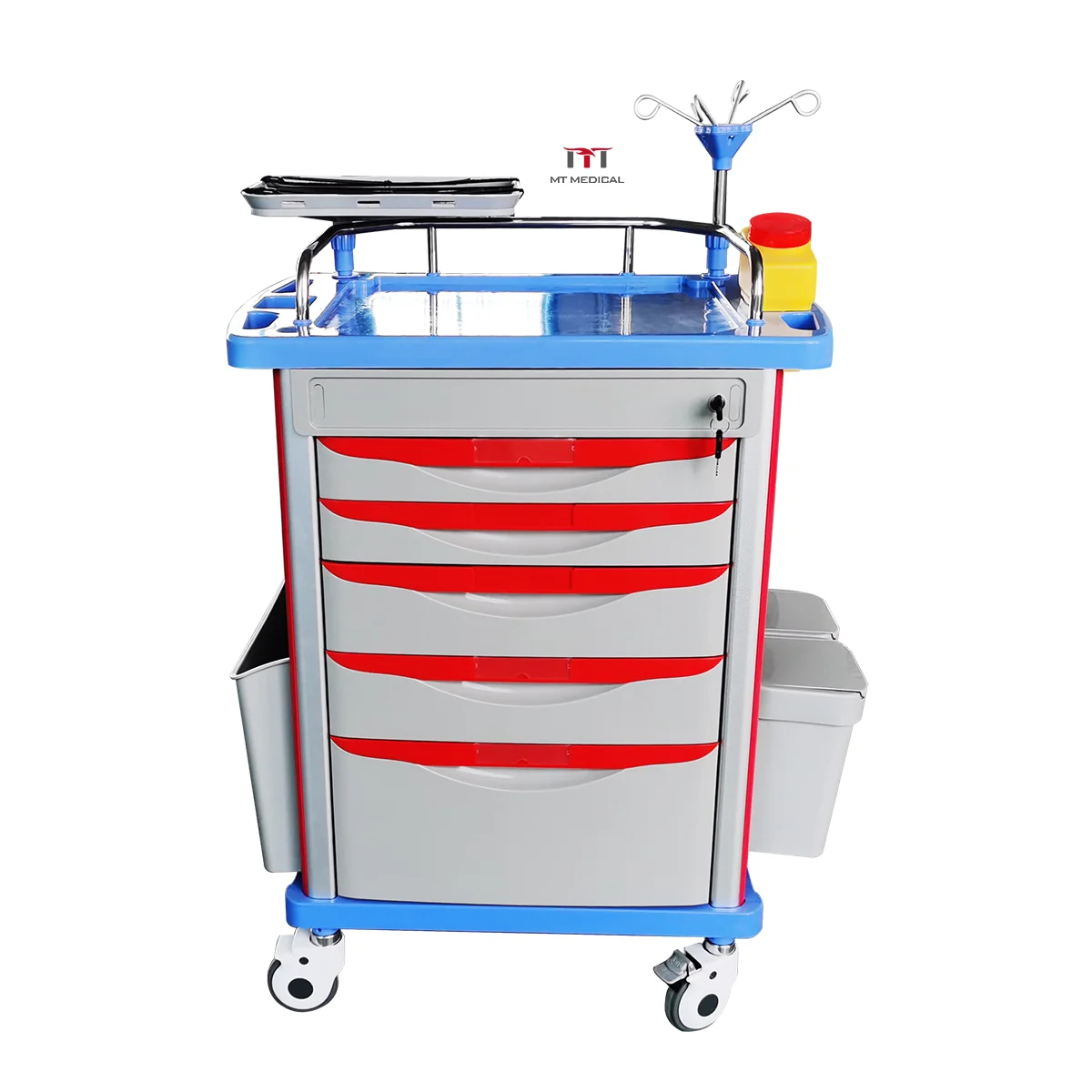 MT MEDICAL Clinic Cheap Mobile ABS Drugs Hospital Medical Crash Cart Plastic Emergency Medicine Trolley