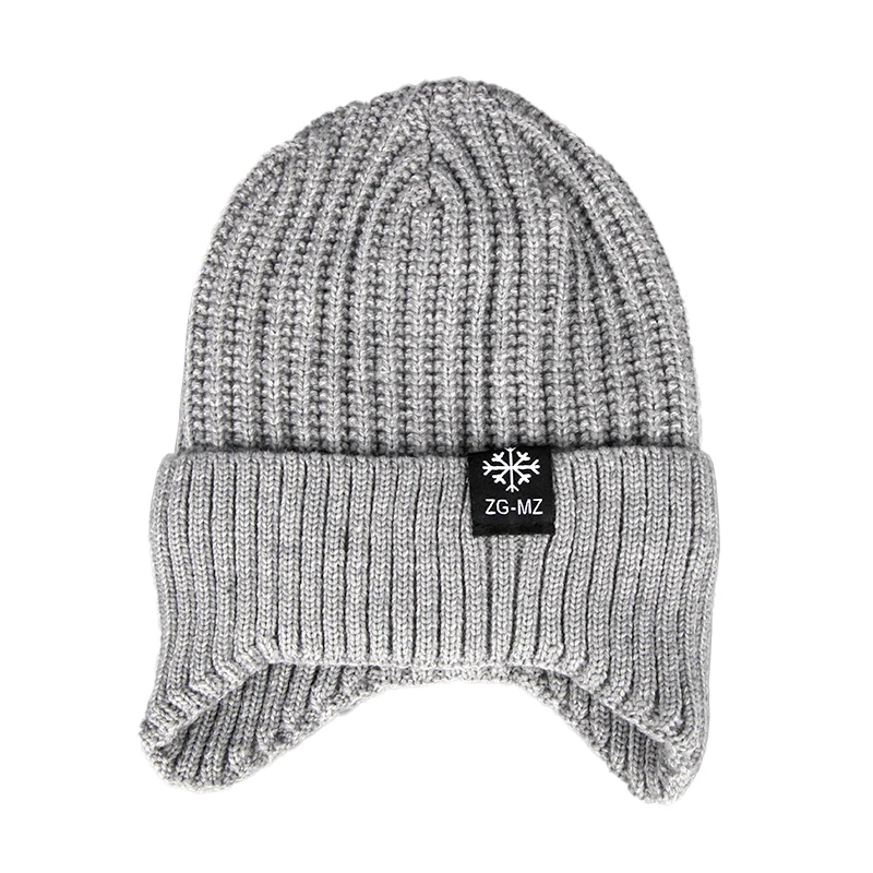 Custom Wholesale Outdoor  Ear Protection Fashion Fleece-lined Earmuff Cycling Ski   Beanies Hat With Earflap For Adult