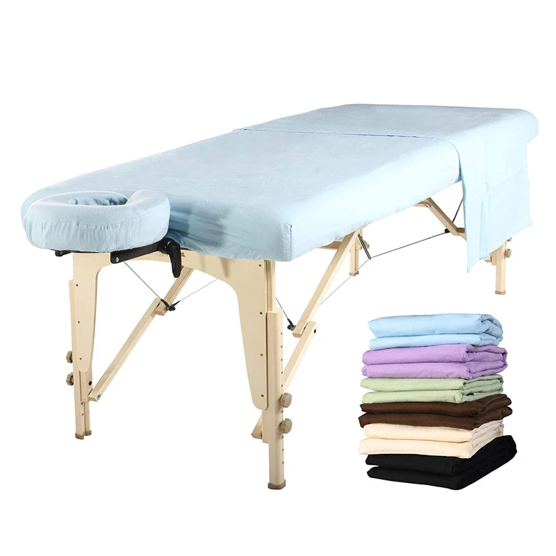 Manufacturer wholesale OEM 100% Cotton Deluxe Massage Table Flannel 3 Piece Sheet Set Cotton Flannel Cover Set For Massage Table