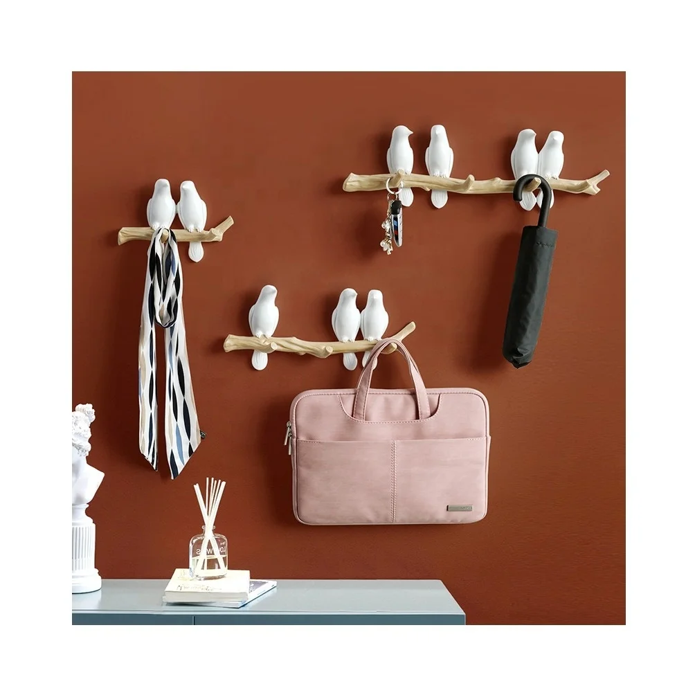 Resin Bird Hook Wall Decoration Home Accessories Key Coat Clothes Hanger Towel Hat Storage Handbag Holder for Living Room