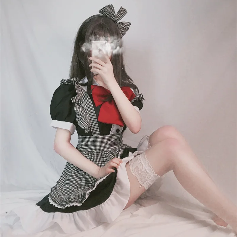 Black And White Plaid Maid Dress Lolita Lovely Lolita Cafe Waiter