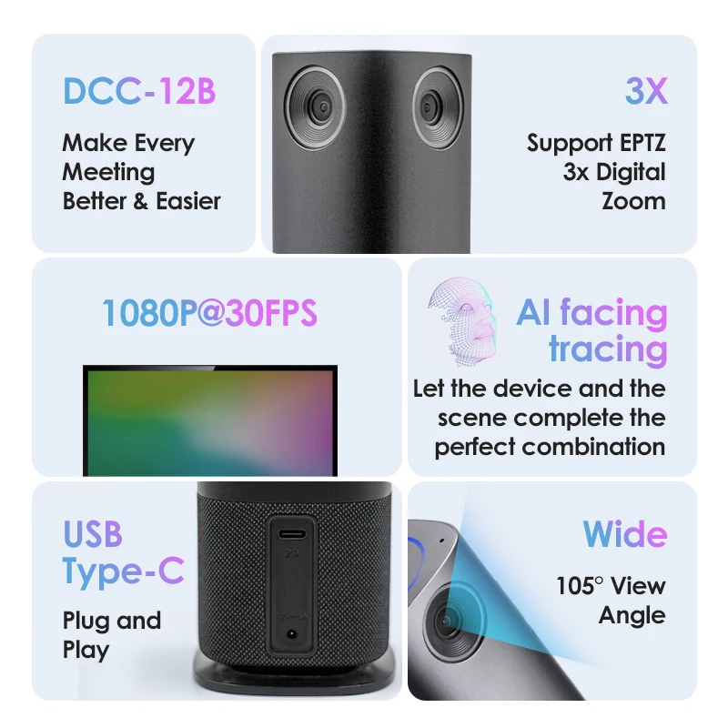 Digital video cameras 4k professional 360 degree video donference camera