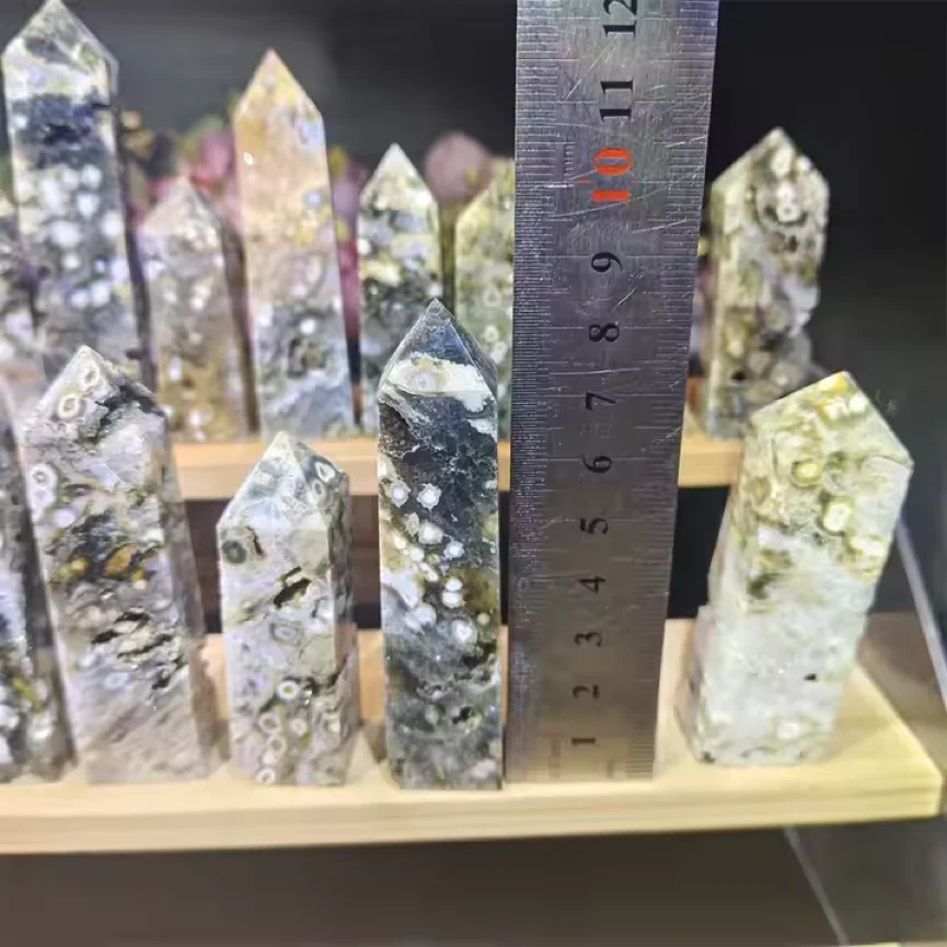 Оптовая продажа натуральные кристаллы океанская яшмовая башня лечебные камни пузырьковая яшмы Хрустальная точка для украшения дома
