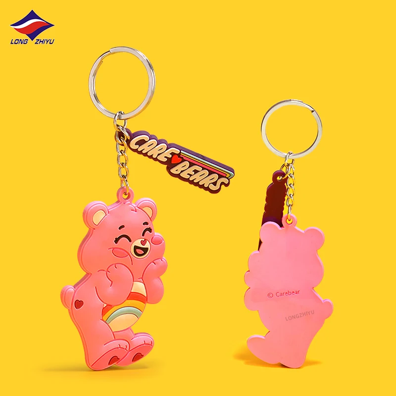 Longzhiyu 15 лет от производителя, персонализированный розовый брелок из ПВХ, милый 2D брелок с животными, мультяшный Брелок с подвеской