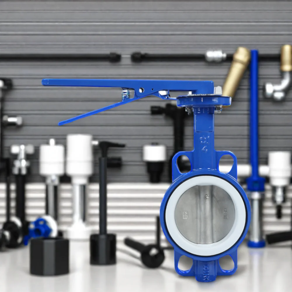 Hot Sale 4 Inch PTFE Cast Iron Manual Wafer Type Butterfly Valve Customizable OEM Options for General Applications