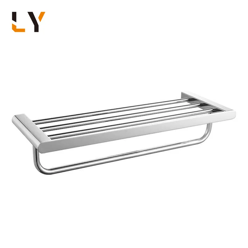 304 Stainless Steel Anti-Rust Bathroom Clothes Towel Hanger Double Towel Shelf Black Towel Rack