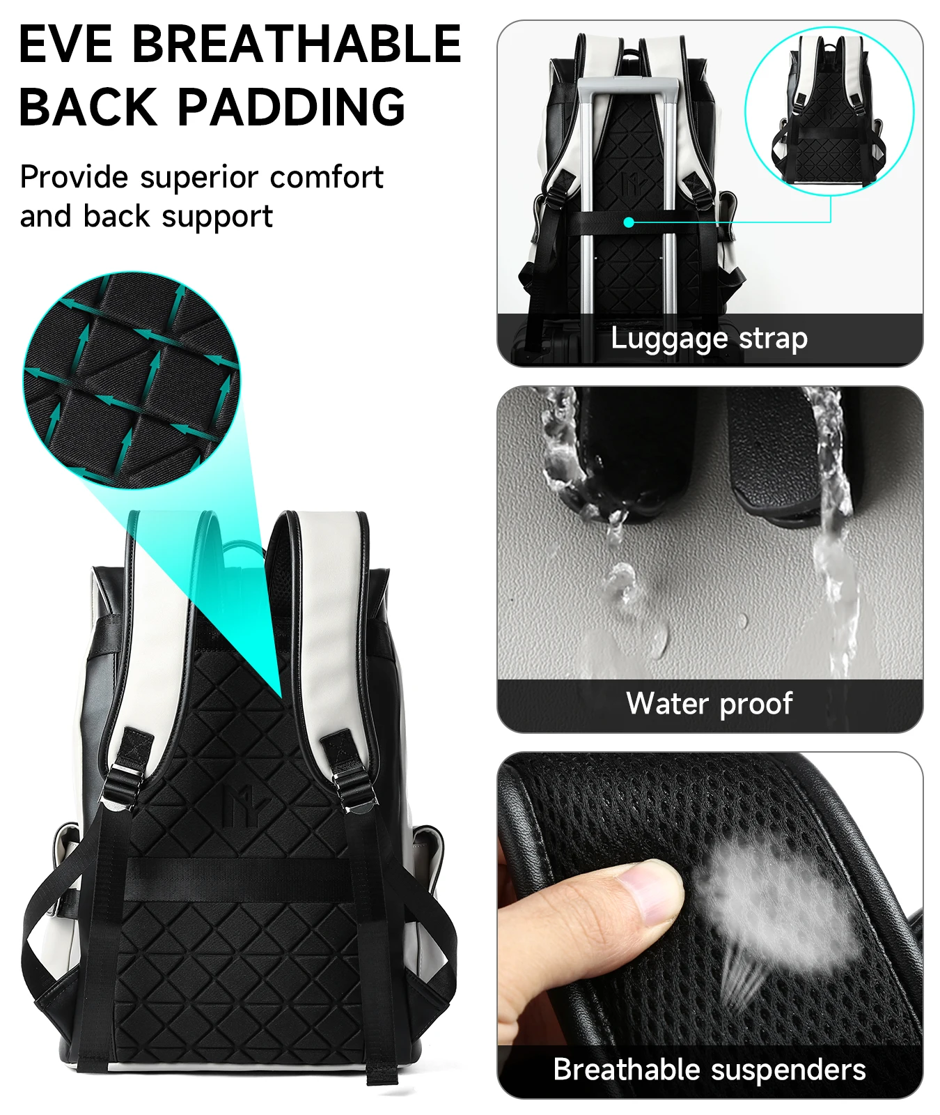 Pu Leather Laptop Backpack College School Bags Travel Backpack For Men Leather backpack