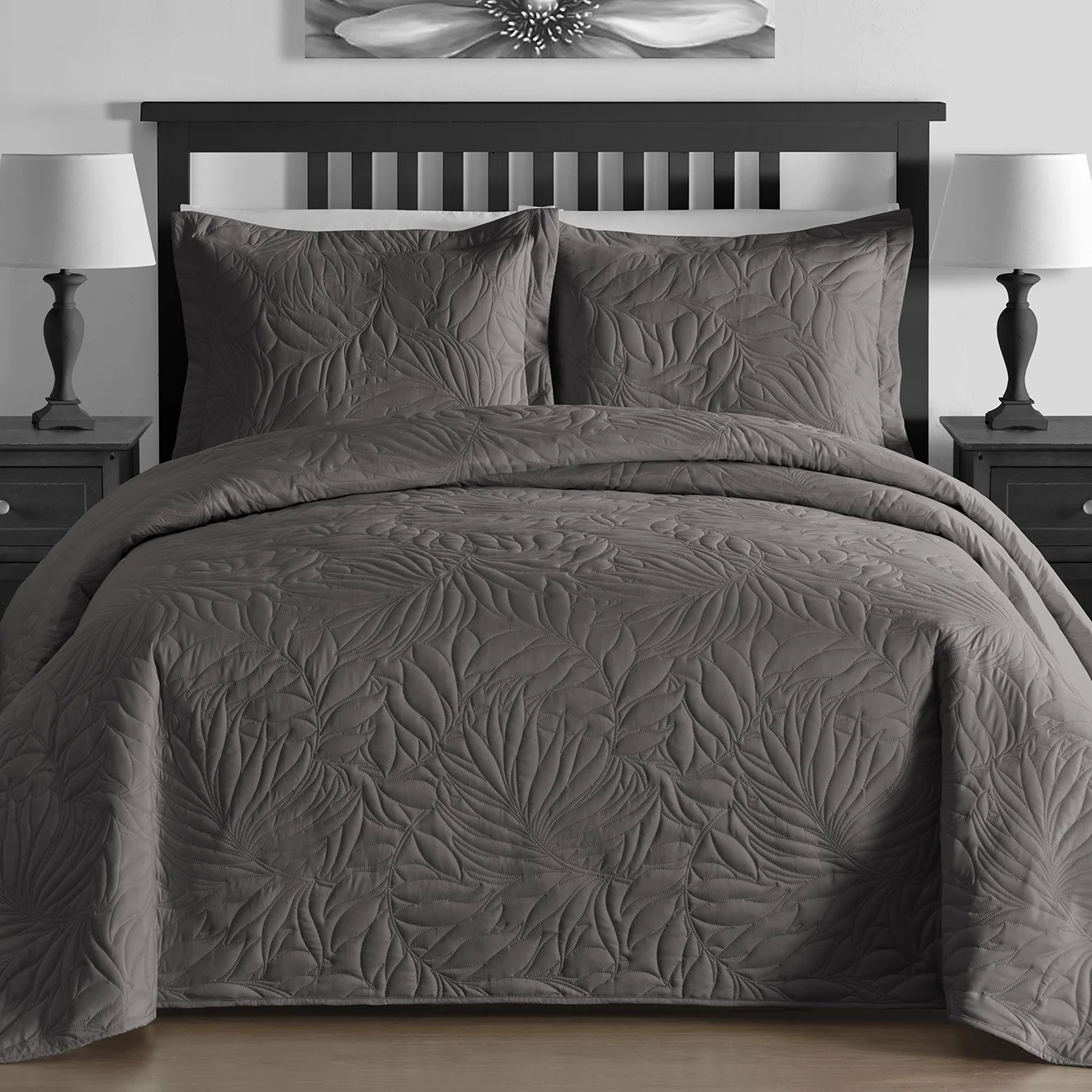 Manufacture Coverlet Set with Shams Ultrasonic Quilt Sets Bedspread 3 Piece in Solid Color