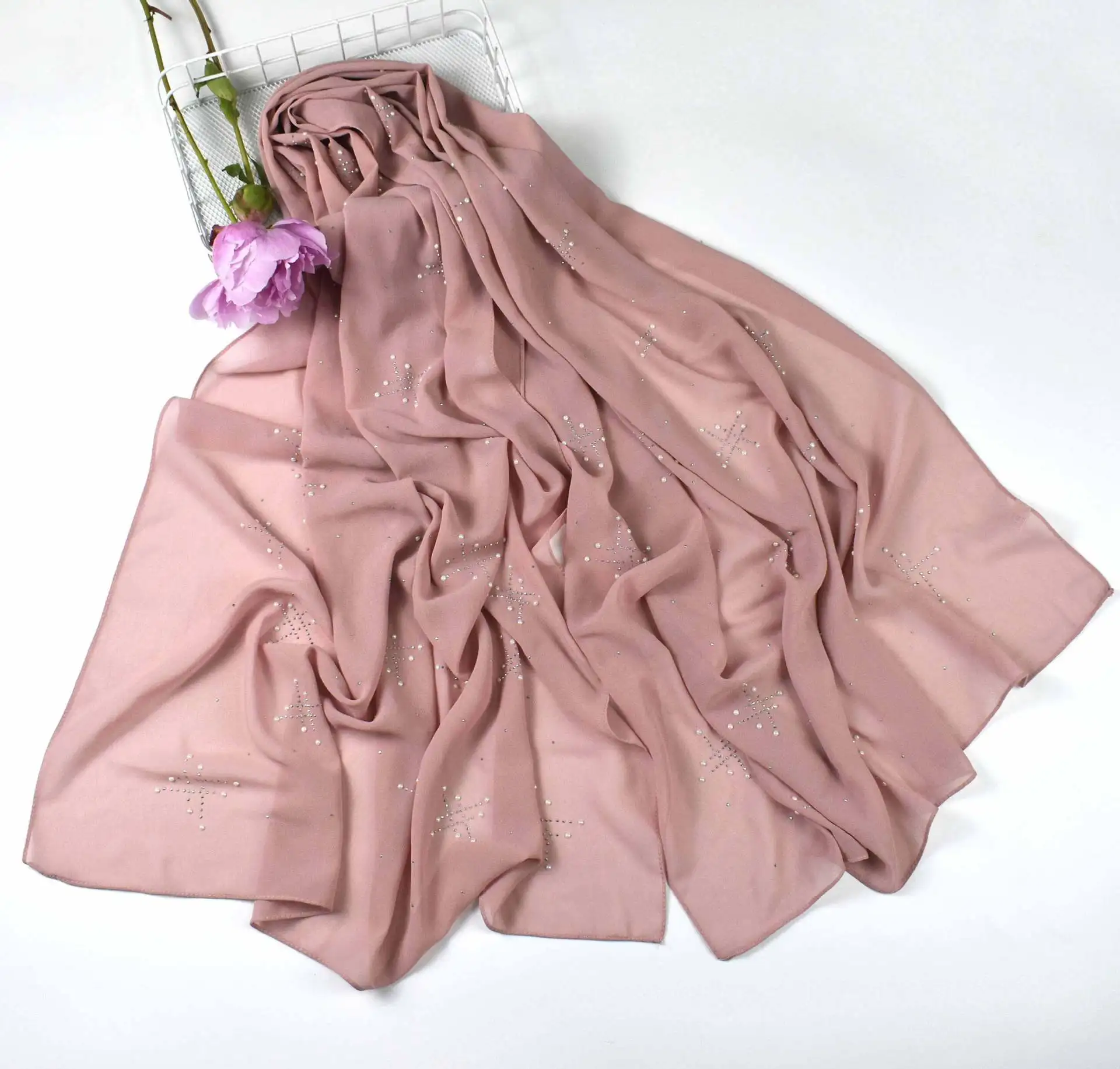 100 Polyester Square Dyed Hijab Scarf Arab Malaysia Islamic Women
