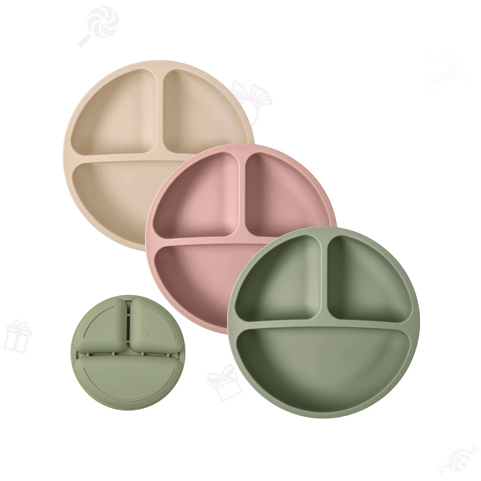 Factory In Stock Custom Logo Soft Kids Toddler Tableware Baby Eating Dishes Baby Plates Fork and Spoon Silicone Baby Feeding Set