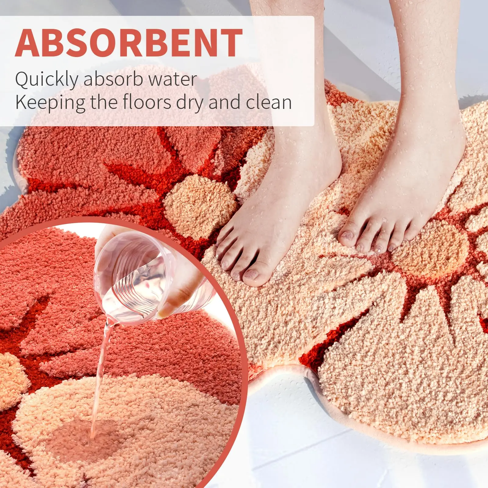 Plush Shaggy Decor Mat Cute Flower Bathroom Rugs with Soft Thickened Microfiber