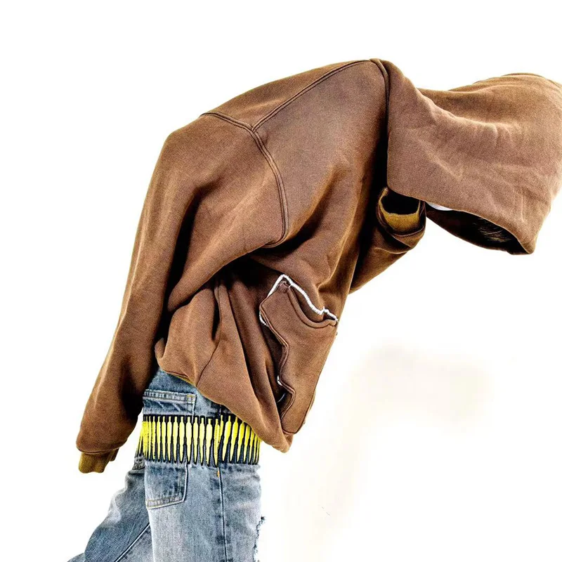 Wholesale custom logo OEM high quality embiordery multi pocket hoodies sweatshirt street wear