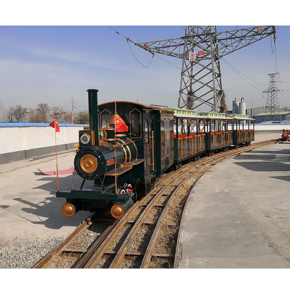 YIMIAO Simulated toys High quality Amusement park battery steam  rail track train for sale