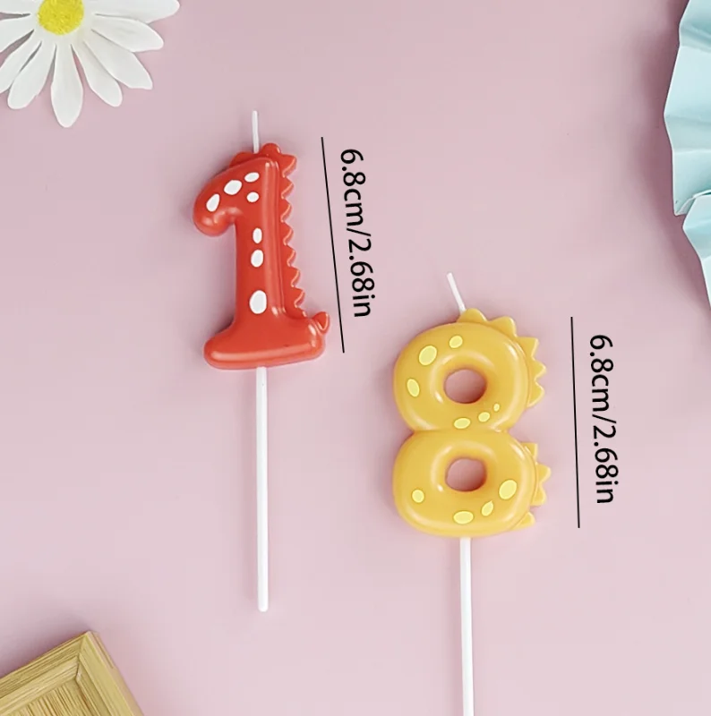 New creative Numbers 0-9 cakes decorated with colorful digital birthday candles colorful dinosaur birthday candle
