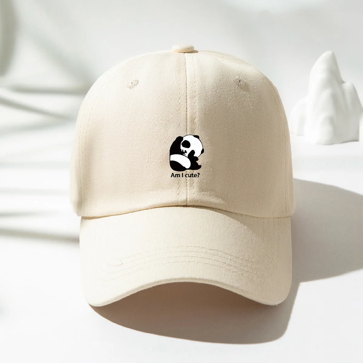 high quality100% cotton animal panda hats custom logo embroidery hats 6 panel tennis baseball caps