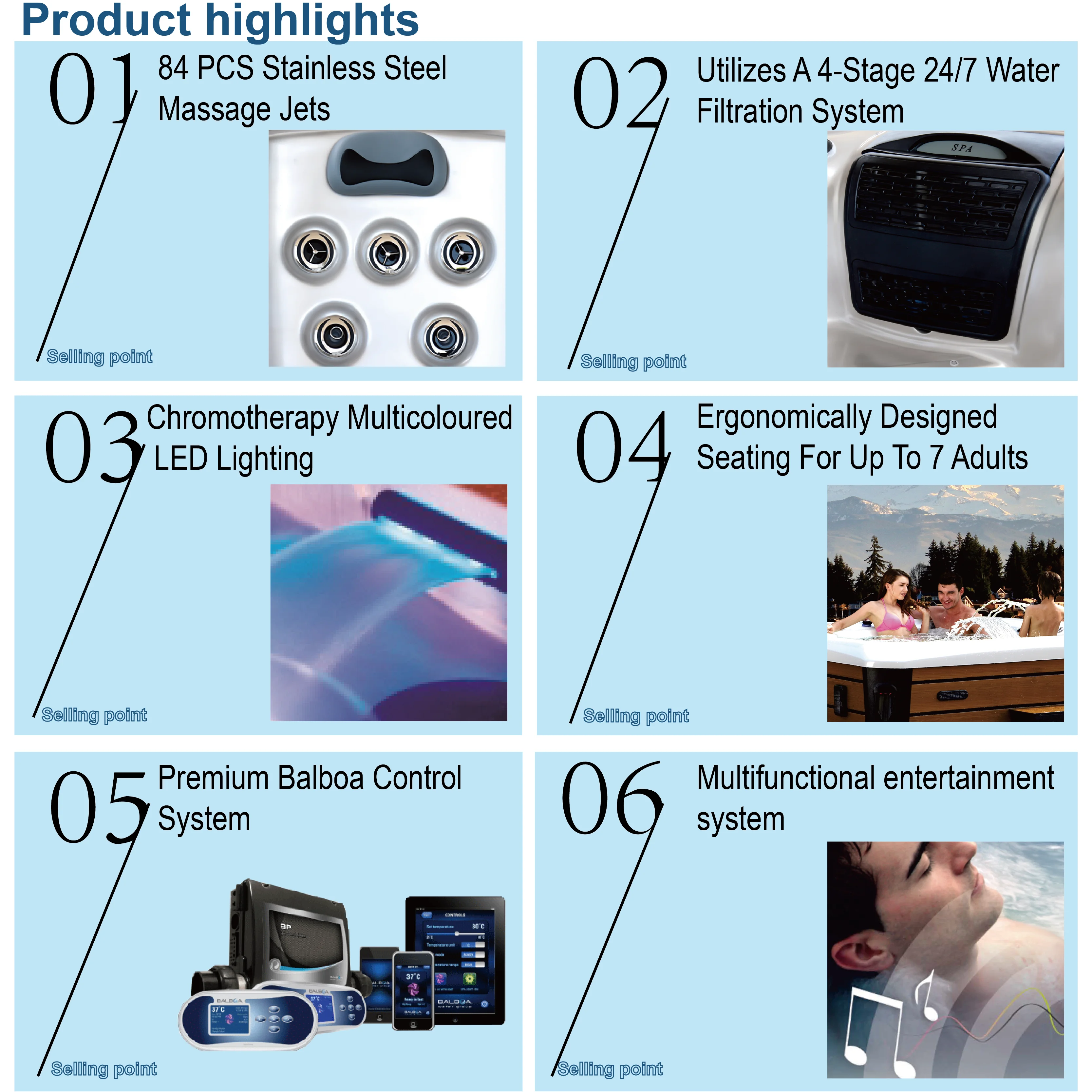 Sunrans Luxury 8 Person Acrylic Whirlpool Massage Bathtub With Hydrotherapy Jet Hot Tubs And Outdoor Spa For Backyard