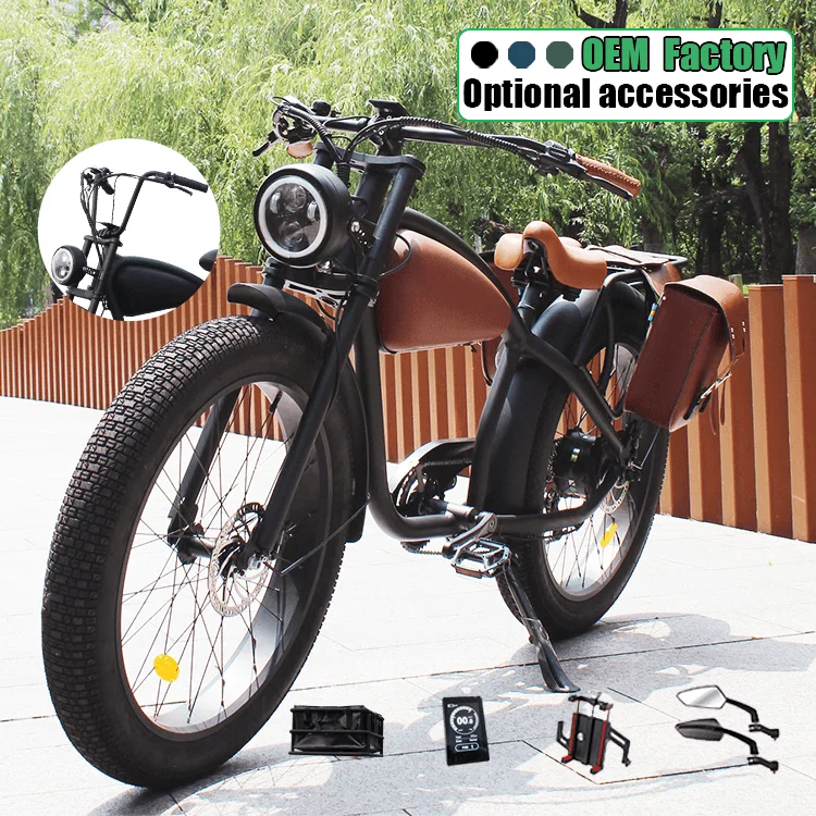 Popular 26 Inch Retro Electric City Bicycle High Power Fat Tire Ebike Adults Electric Mountain Bike Vintage Ebike Long Saddle