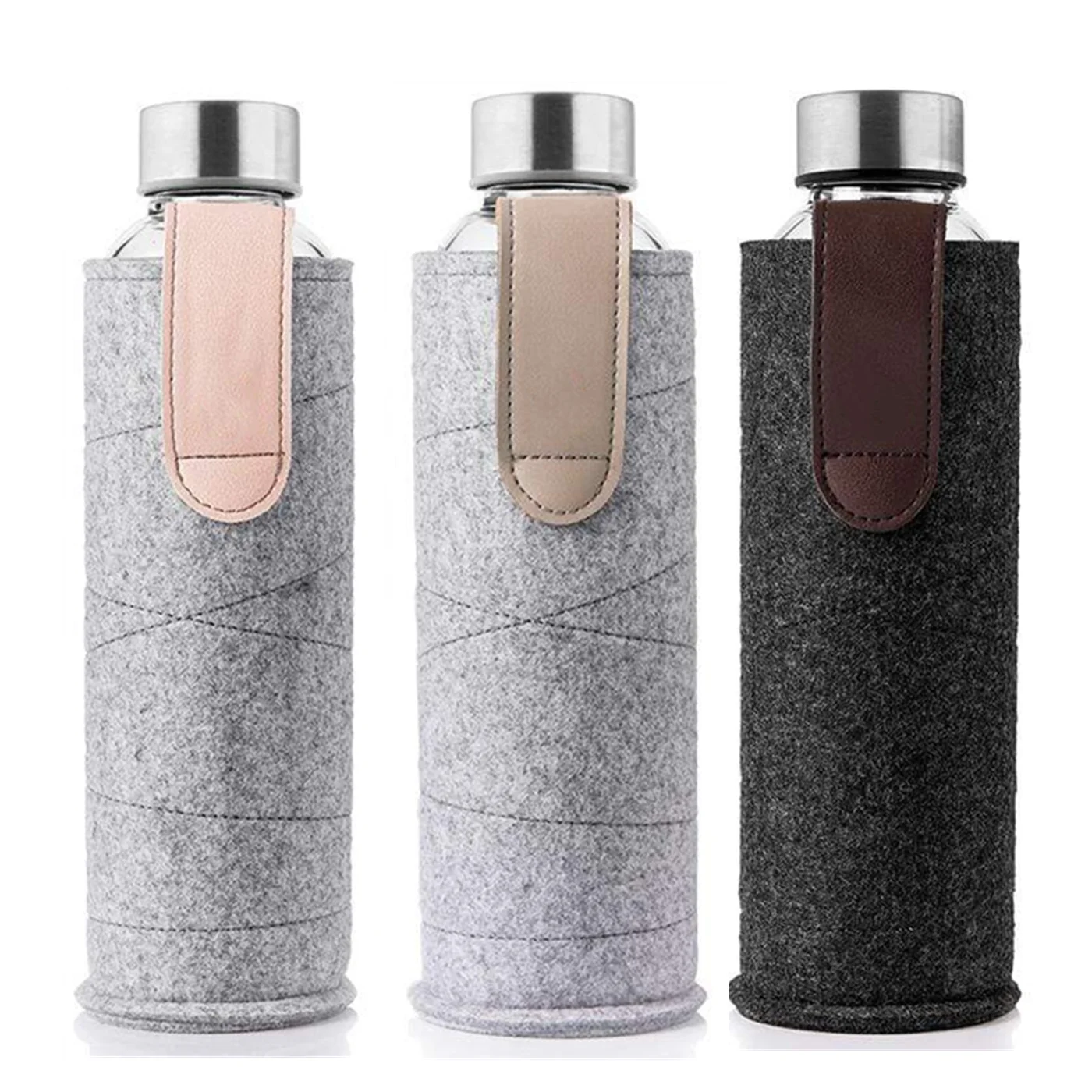 alibaba best sellers high borosilicate glass boba tumbler 500 ml bottle with felt sleeve
