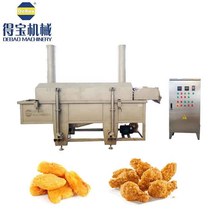 DB industrial chicken nugget frying machine continuous breading fish and shrimp deep fryer machine