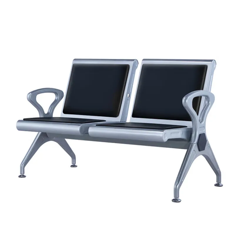 Ergonomic Airport Chair Stainless Steel Waiting Room Bench for Hospitals and Public Lounges  High Hardness Electroplated Finish