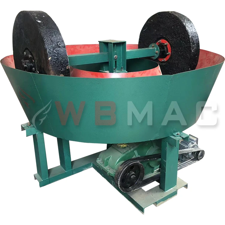 High Efficiency Gold Ore Processing Plant 2 Wheel Vertical Gold Grinding Milling Machine 1200 Wet Pan Mill