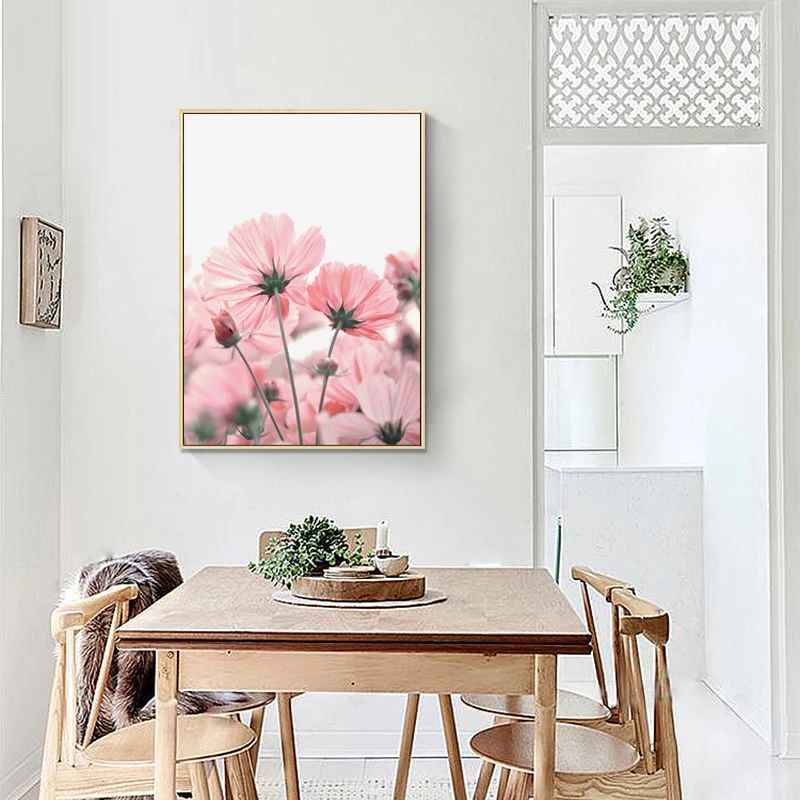 Pink Tulips Peony for Wall Decor Pik Rose Canvas Painting Print Picture Large Floral Art Abstract Modern Abstract