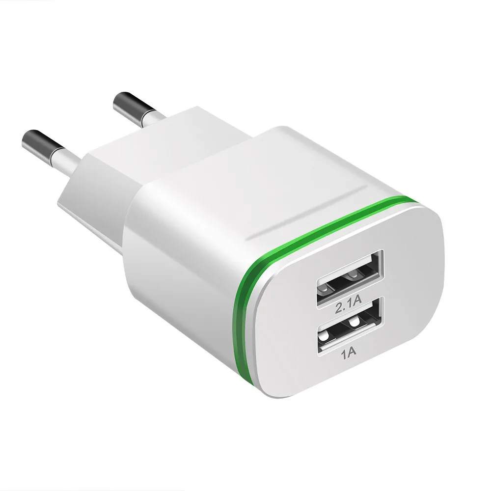 
2.4A 2USB Charger EU UK US Mobile Phone Wall Charger with led light 