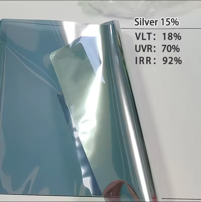LongTai Серебряная 15% архитектурная стеклянная пленка для домашнего окна наклейка односторонняя отражающая Солнечная теплоизоляционная Солнцезащитная