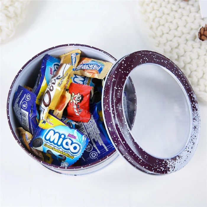 christmas gifts 14cm round metal tin cans candy box in stock