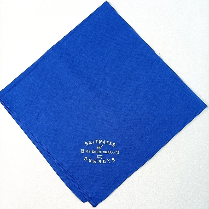 Wholesale Customized Cotton Square Embroidery  Logo  Scarf OEM Design Custom Made Personal Logo Bandana