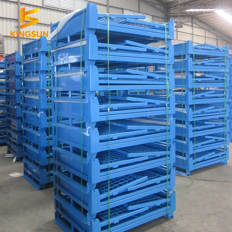 collapsible stacking steel wire mesh pallet box metal rack stillage metal pallet steel mesh box for auto parts